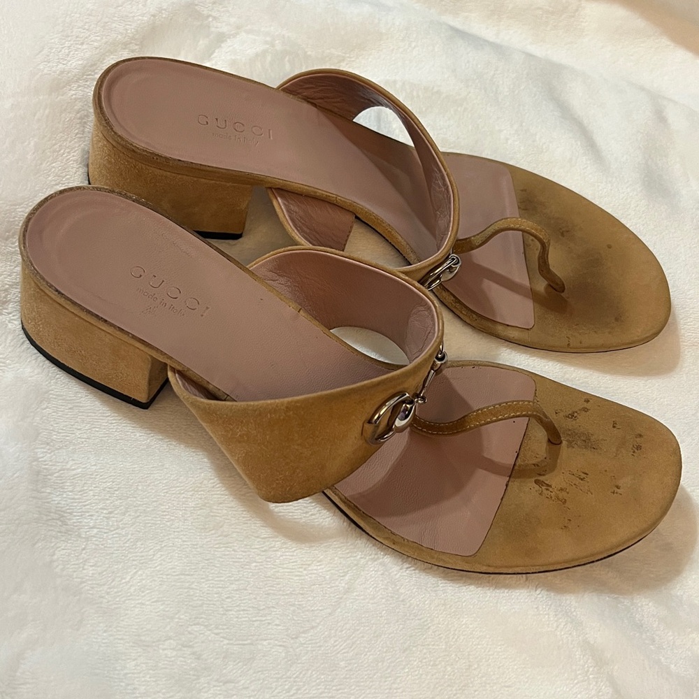 Gucci Brown Leather Sandals with Silver Accents size 39 - Picture 2 of 8